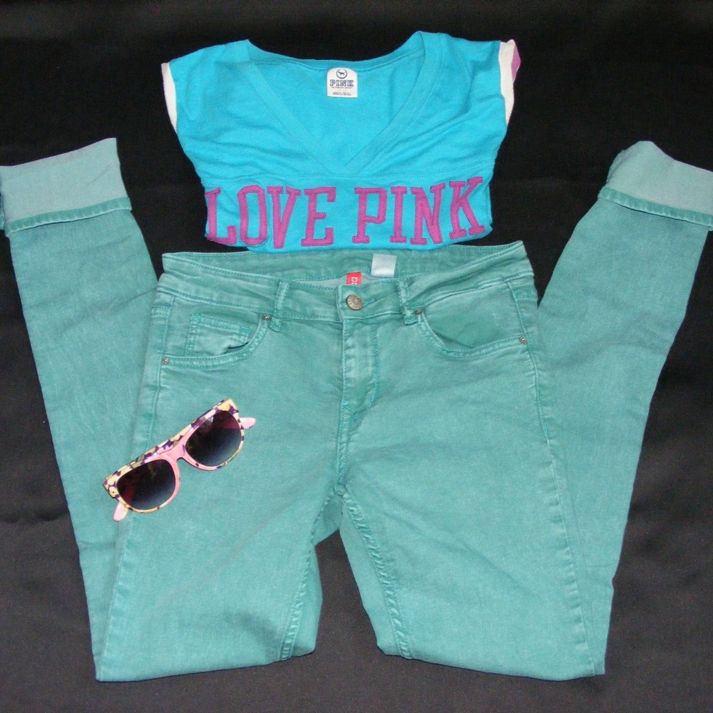 Divide by H&M Straight Leg Teal Jeans EUC - Picture 4 of 5